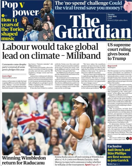 The Guardian – Labour would take global lead on climate – Miliband