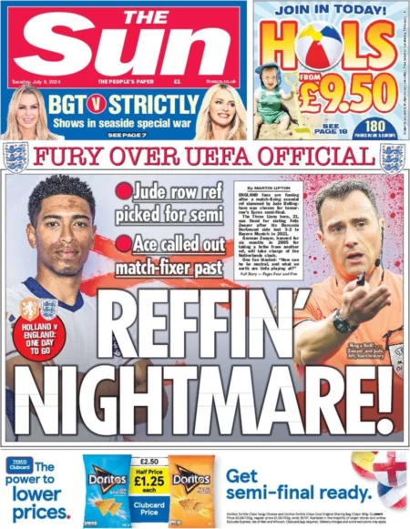 The Sun – Fury over Uefa official: Reffin nightmare 