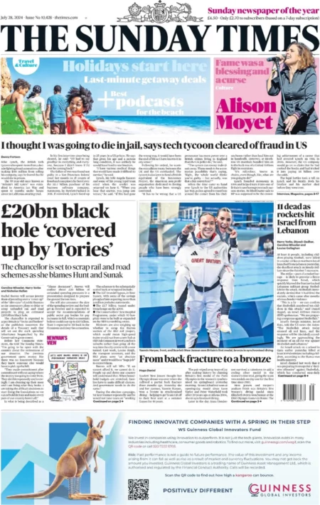 The Sunday Times – £20bn black hole coverup by Tories