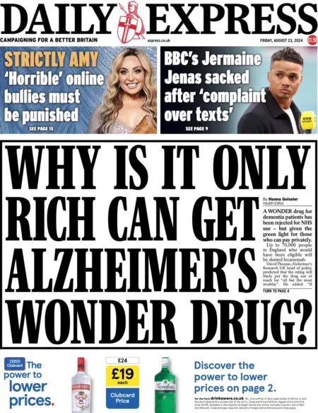 Daily Express – Why Is It Only Rich Can Get Alzheimer’s Wonder Drug 