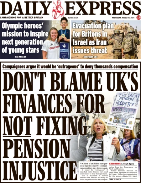 Daily Express – Don’t blame UK’s finances for not fixing pension injustice 