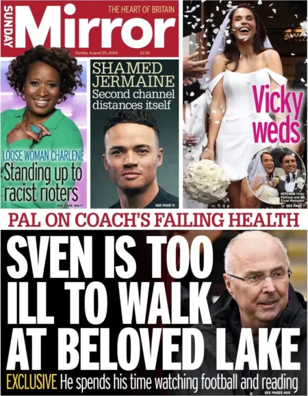 Sunday Mirror – Sven too ill to walk at beloved lake 