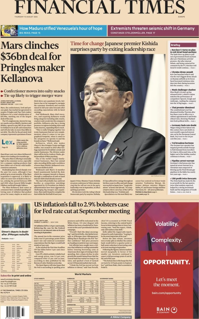 FT – Mars clinches bn deal for Pringles maker Kellanova 