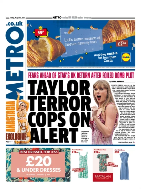 Metro – Taylor terror cops on alert 