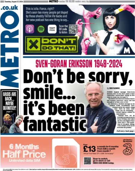 Metro – ‘Don’t Be Sorry, Smile … It’s Been Fantastic’ 