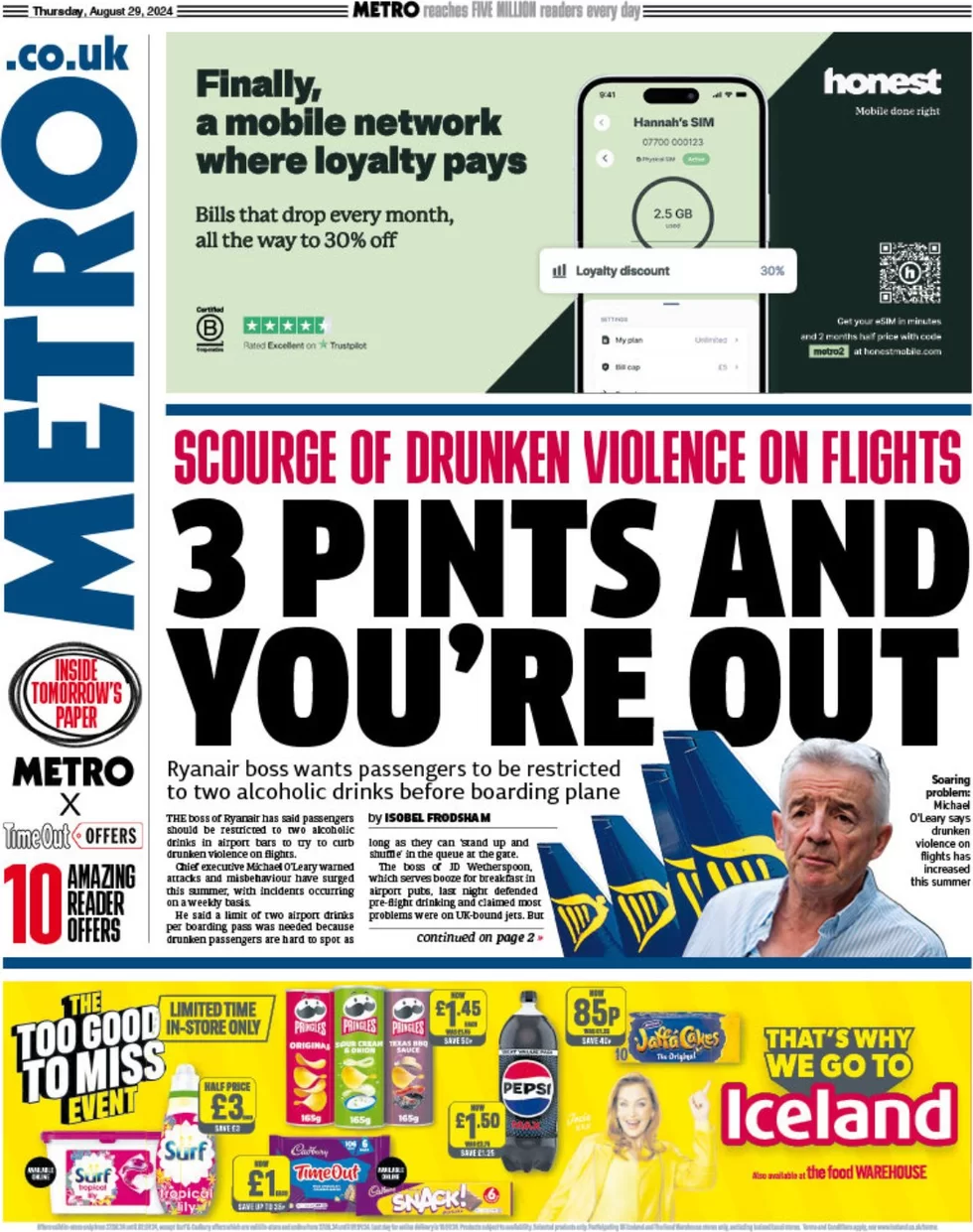 Metro - 3 pints and you’re out