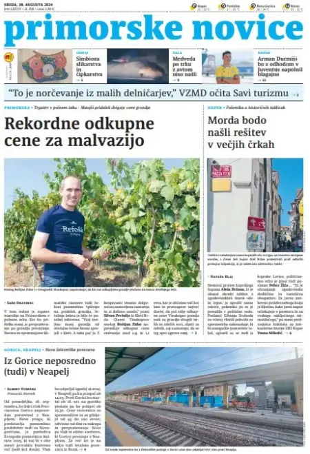 Primorske novice – Record Vinakop purchase prices for Malvasia