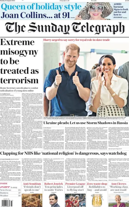 The Sunday Telegraph – Extreme misogyny to be treated as terrorism 