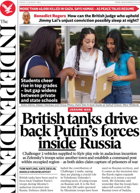 The Independent – British tanks drive back Putin’s forces inside Russia 