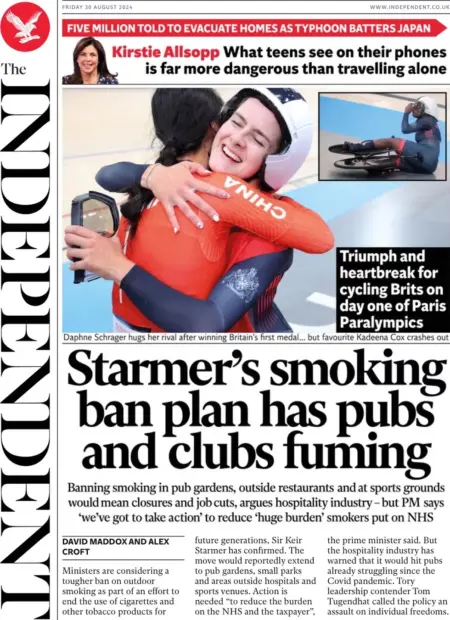 The Independent – Starmer’s smoking ban plan has pubs and clubs fuming 