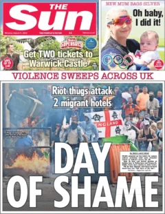 The Sun – Violence sweeps UK: Day of shame 