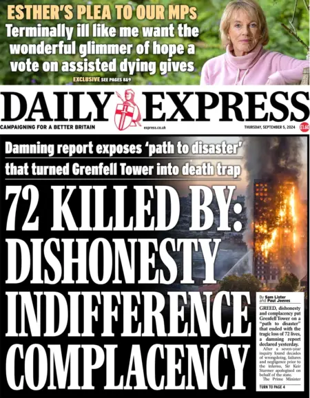 Daily Express – 72 killed by: Greed, dishonesty and complacency