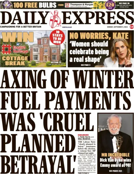 Daily Express – Axing of winter fuel payments was cruel planned betrayal 