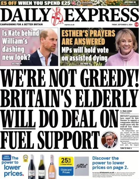 Daily Express – We’re not greedy! Britain’s elderly will do deal on fuel support 