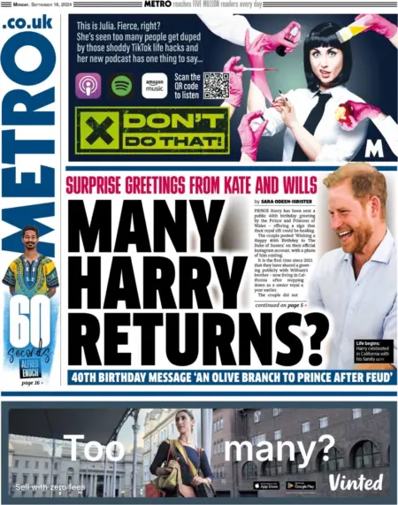 Metro – Many Harry returns? 