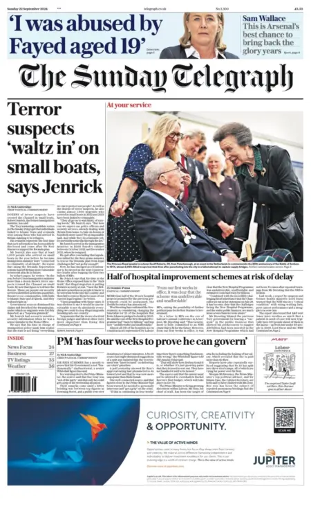 The Sunday Telegraph – Terror suspects waltz in on small boats, says Jenrick 