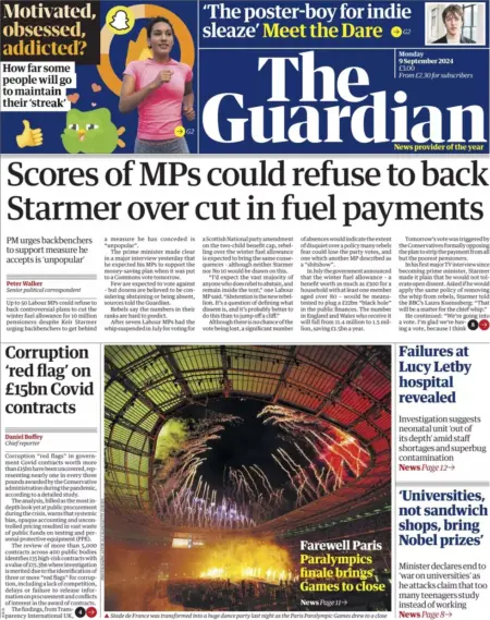 The Guardian – Scores of MPs could refuse to back Starmer over cut in fuel payments 