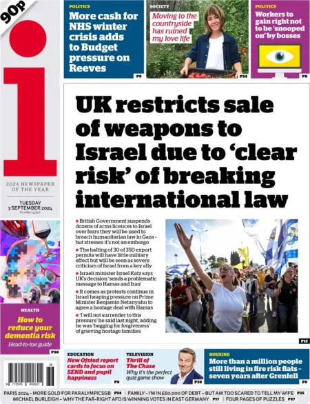 The i – UK restricts sale of weapons to Israel due to ‘clear risk’ of breaking international law 