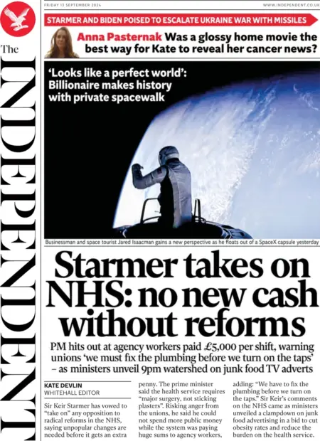 The Independent – Starmer takes on NHS: no new cash without reforms 