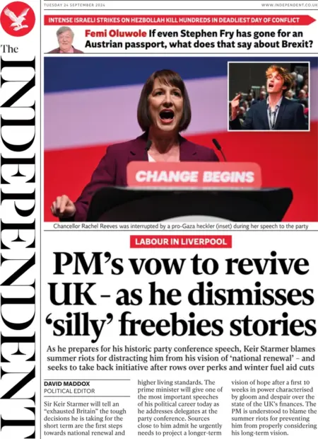 The Independent – PM’s vow to revive UK – as he dismisses ‘silly’ freebies stories 