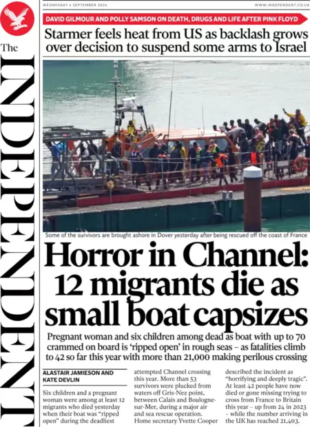 The Independent – Horror in the Channel: 12 migrants die as small boat capsizes 