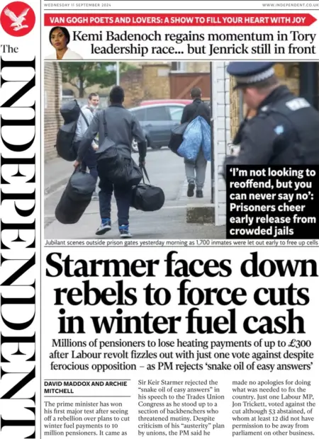 The Independent – Starmer faces down rebels to force cuts in winter fuel clash 