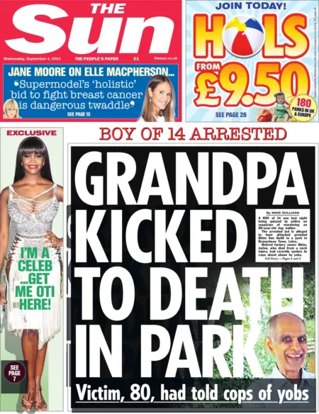 The Sun – Grandpa kicked to death in park