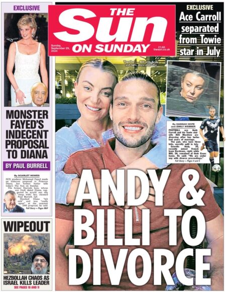 The Sun on Sunday – Andy and Billie to divorce 