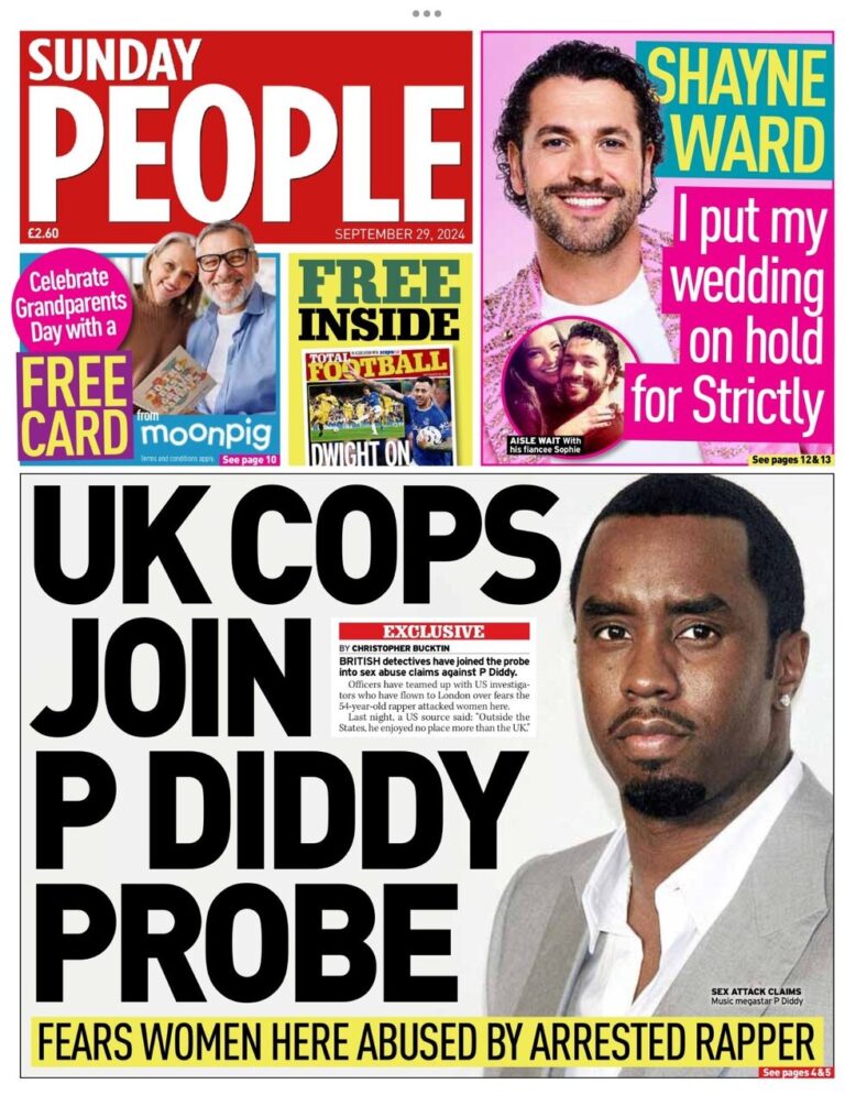 Sunday People – UK to join P Diddy probe