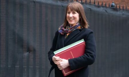 Chancellor summons City bosses to No 11 as she poses for pictures in central london.