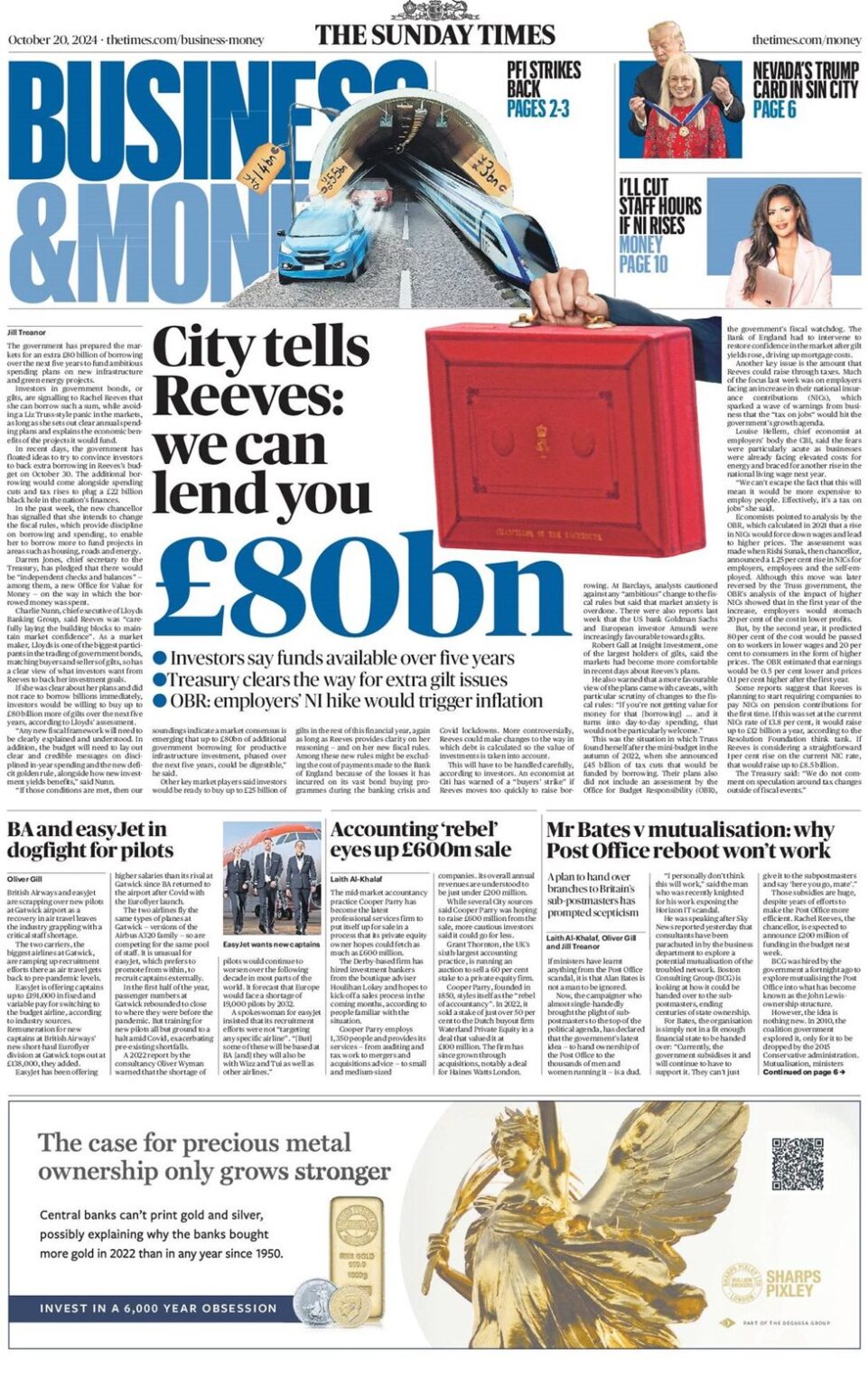 Business & Money – City tells Reeves: We can lend you £80bn 