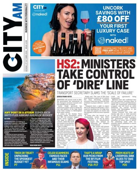 CITY AM – HS2: Ministers take control of dire line