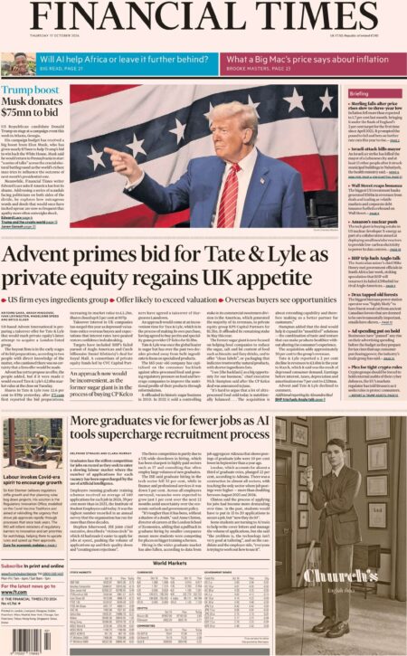 FT – Advent primes bid for Tate and Lyle