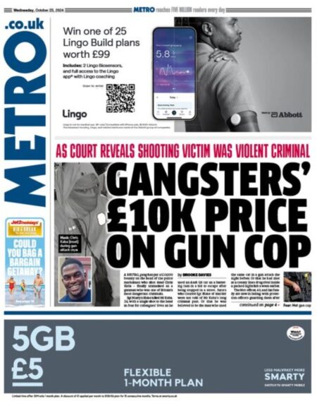 Metro – Gangsters £10K price on gun cop 