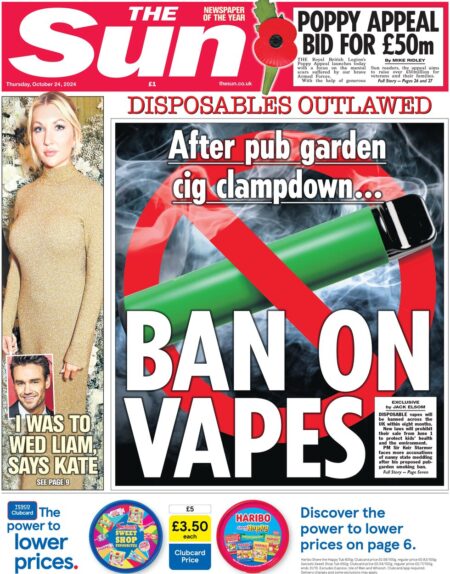 The Sun – Disposables outlawed: Ban on vapes 