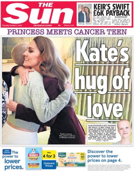 The Sun – Princess meets cancer teen: Kate’s hug of love 