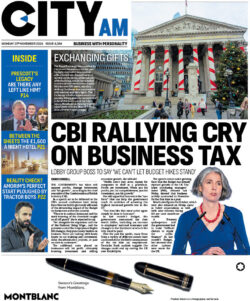 CITY AM – CBI rallying cry on business tax