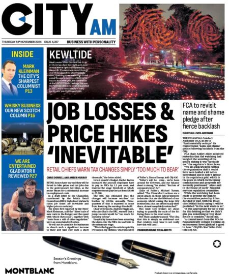 CITY AM – Jobs losses & Prices hike ‘inevitable’ 