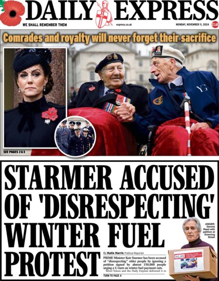 Daily Express – Starmer accused of disrespecting winter fuel protest 