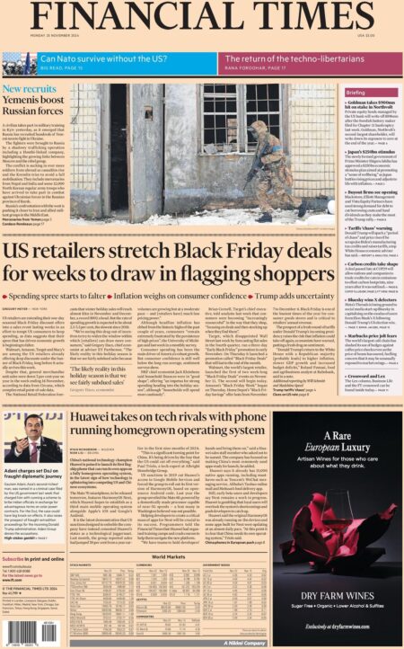 FT – US retailers stretch Black Friday deals for weeks to draw in flagging shoppers