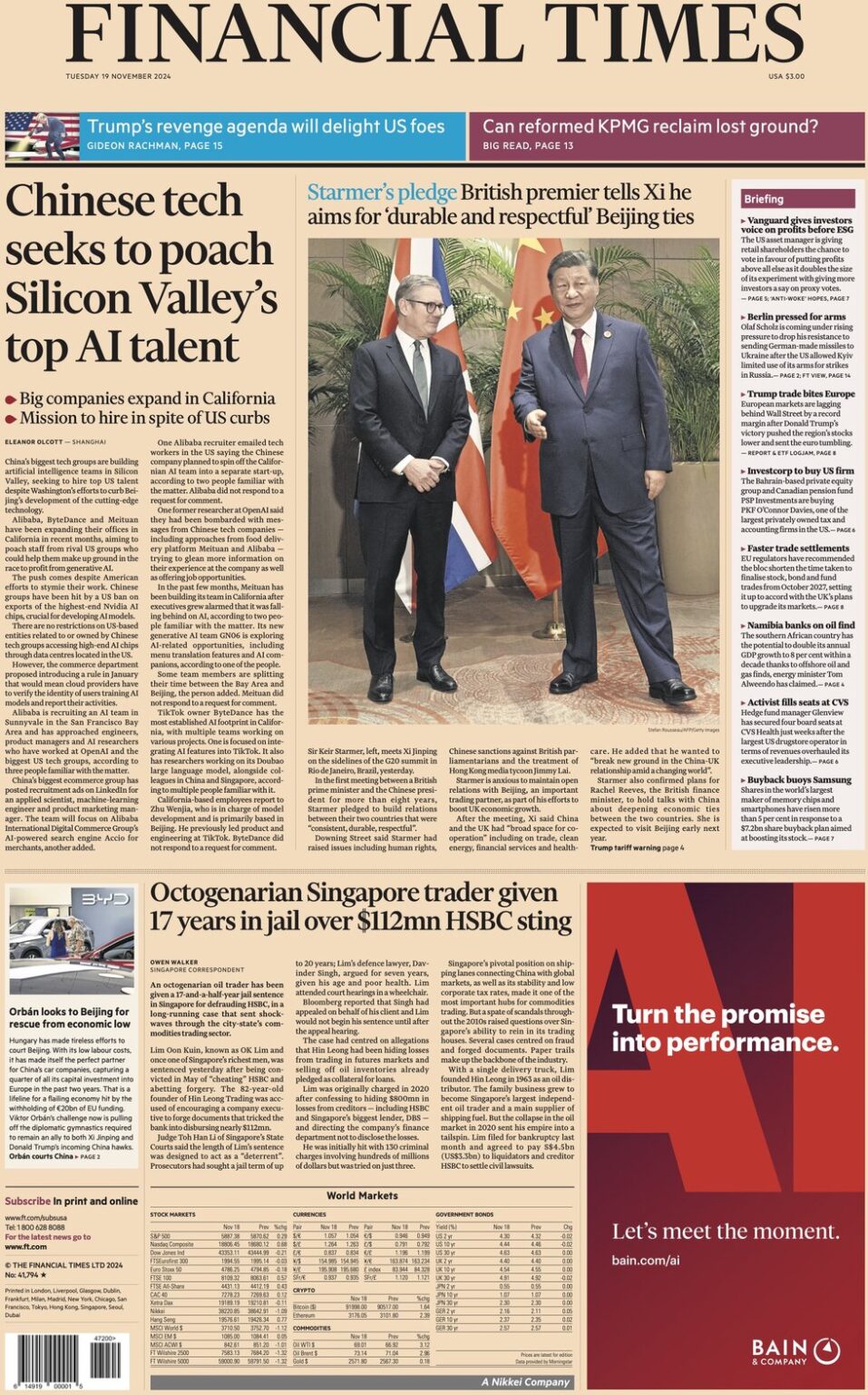 FT – Chinese tech seeks to poach Silicon Valley’s top AI talent 