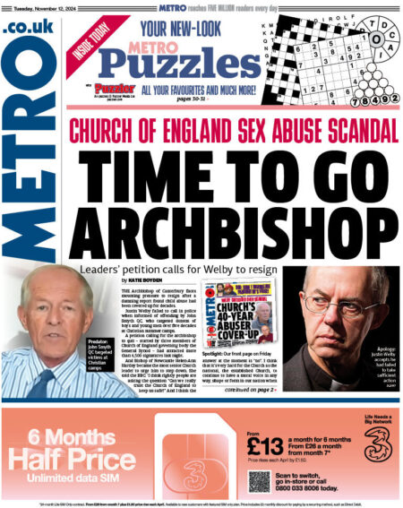 Metro – Time to go Archbishop 