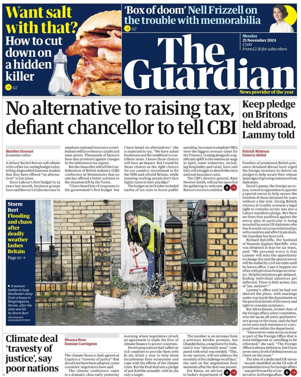  No alternative to raising tax, defiant chancellor to tell CBI - The Guardian