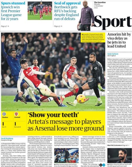 Telegraph Sport – ‘Show your teeth’ Arteta tells Gunners