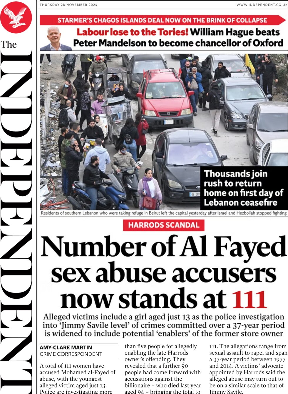 Number of Al Fayed sex abuse accusers now stands at 111 - The Independent