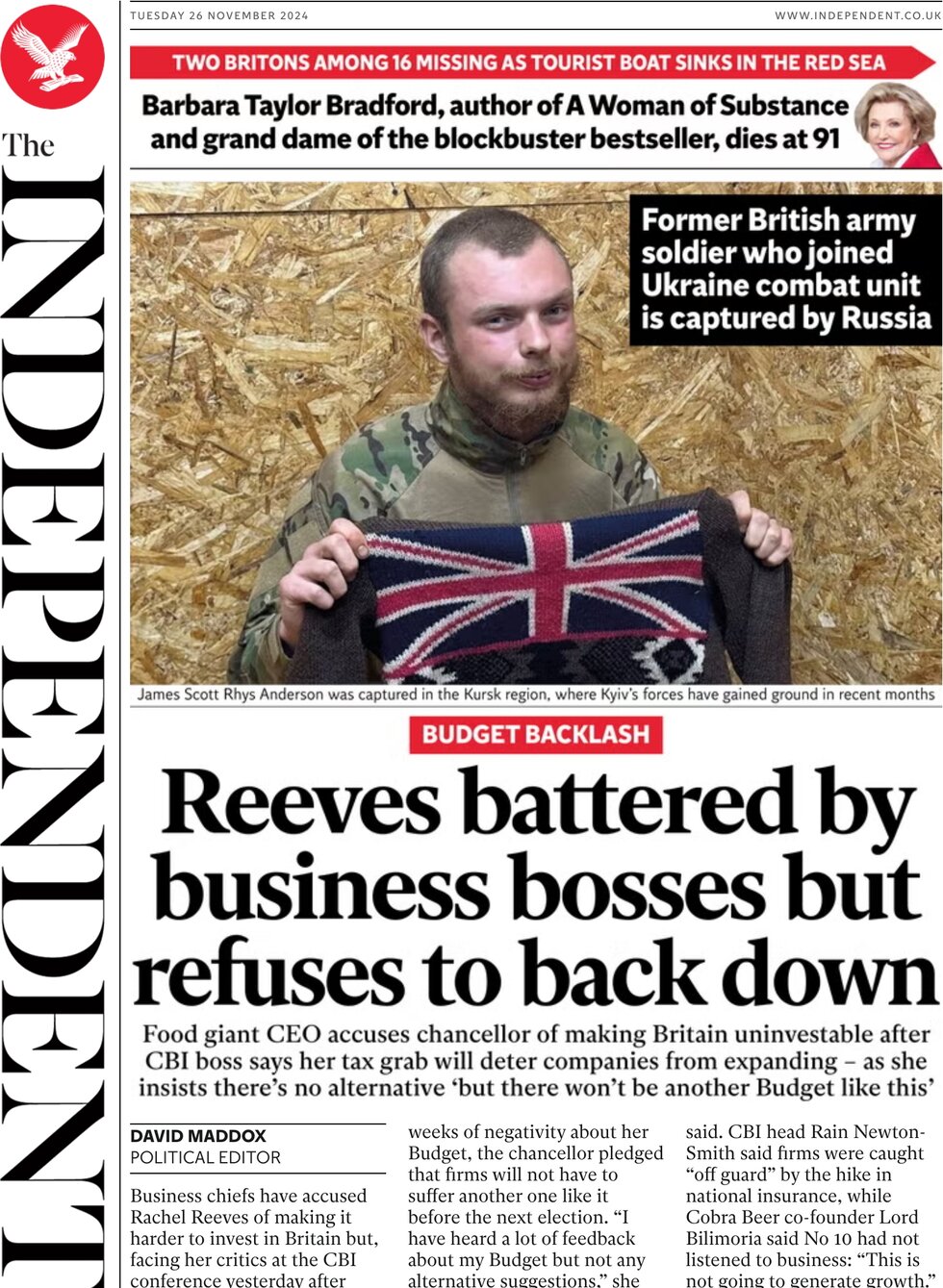 Reeves battered by business bosses but refuses to back down - The Independent