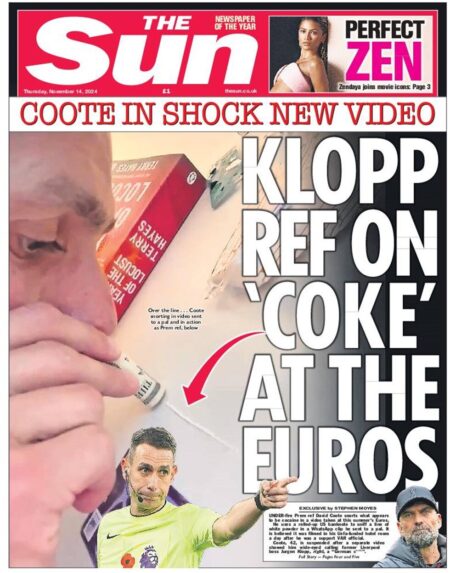 The Sun – Klopp ref on ‘coke’ at the EUROS