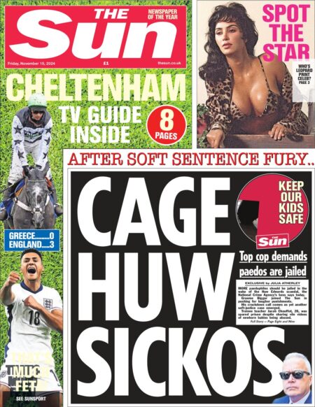 The Sun – Cage Huw sickos 