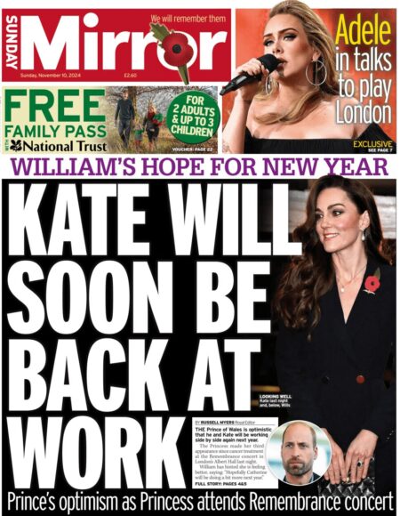 Sunday Mirror – Kate will soon be back at work 