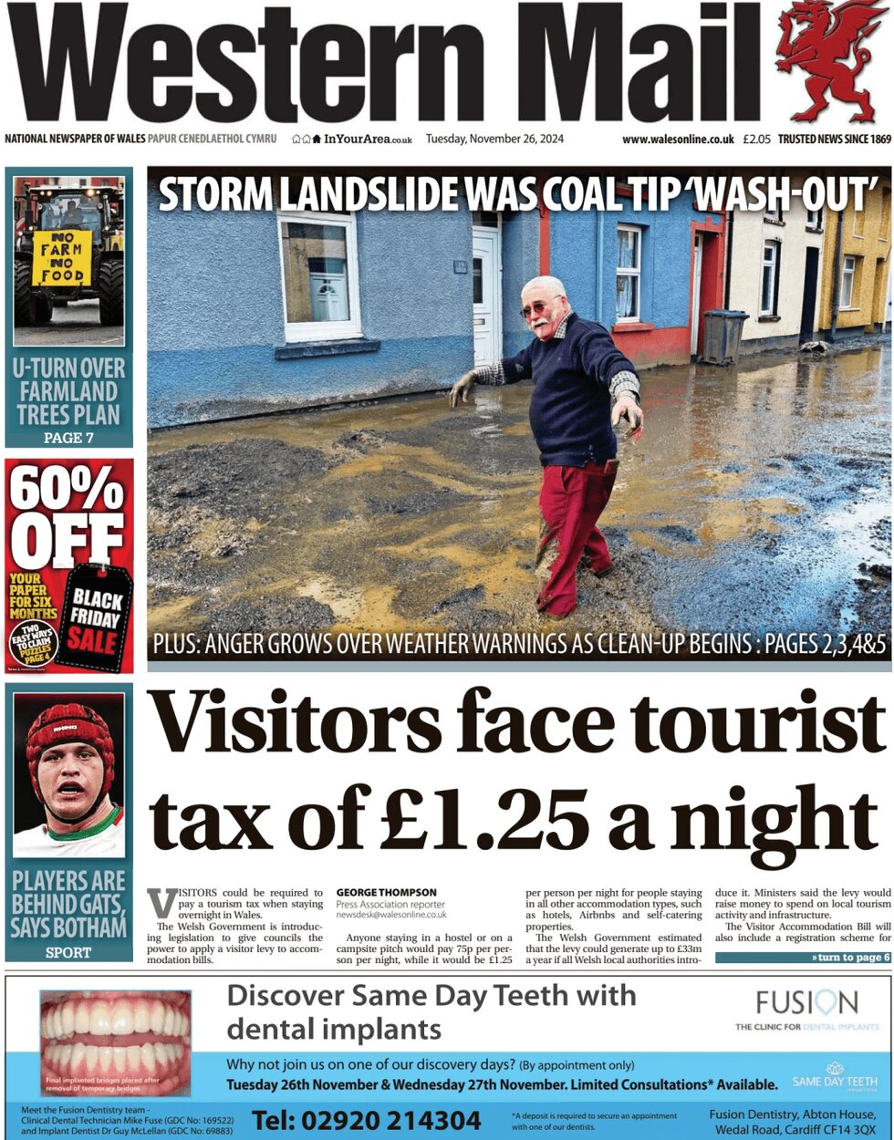 Visitors face tourist tax of £1.25 a night - Western Mail